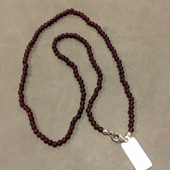 Red Garnet Cabochon Necklace with Sterling Silver 925 Lobster Claw Clasp NWT - Picture 8 of 14